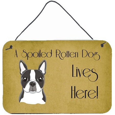 Carolines Treasures Boston Terrier Spoiled Dog Lives Here Wall and Door Hanging Prints BB1451DS812
